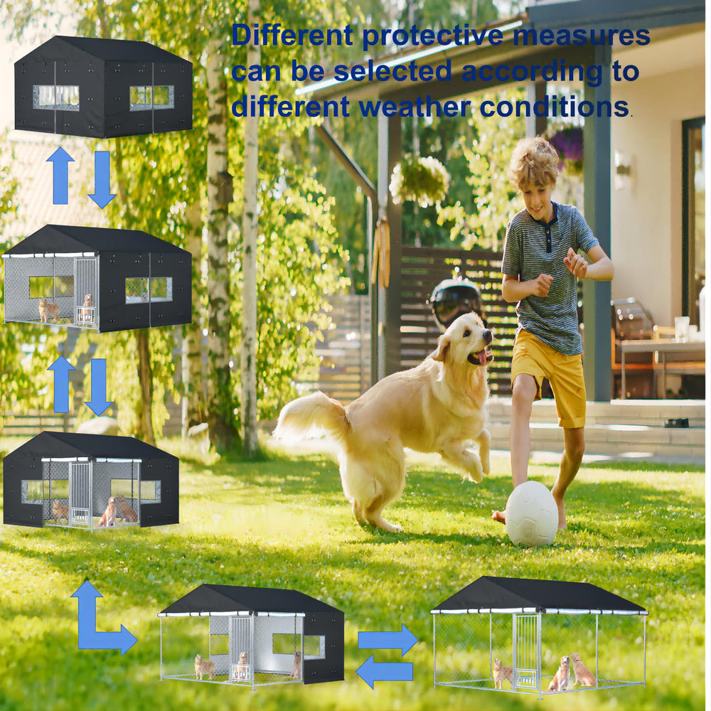 LYBOSH kennel cover PVC windows allow pet interaction without removal