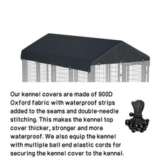 LYBOSH outdoor dog kennel cover 8x4 material closeup highlights triple-coated interior.