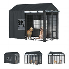 LYBOSH outdoor dog kennel cover front view shows full-coverage protection for weather.
