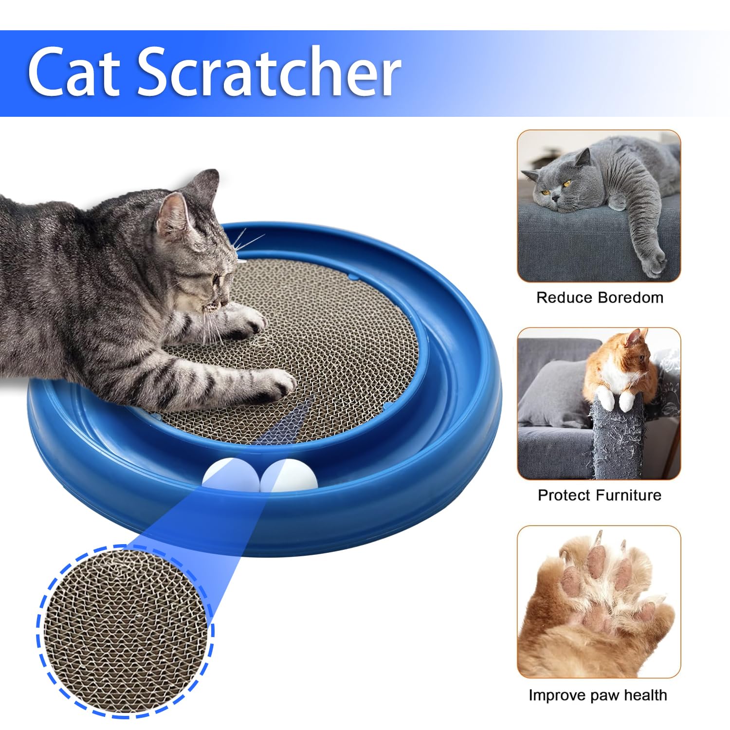 LYCTDD interactive cat ball track scratching pad with replaceable surface