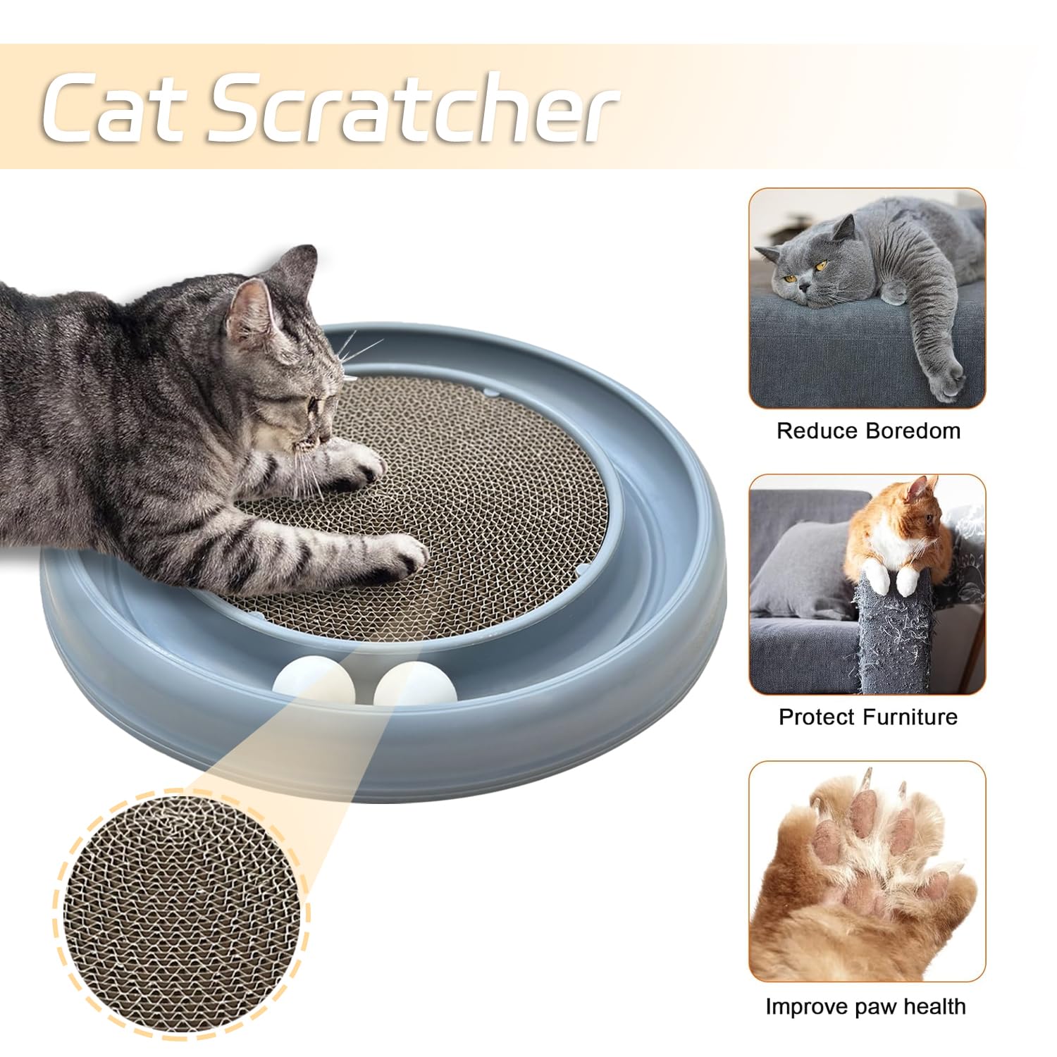 LYCTDD round cat scratcher base grey provides a satisfying surface for scratching and exercise