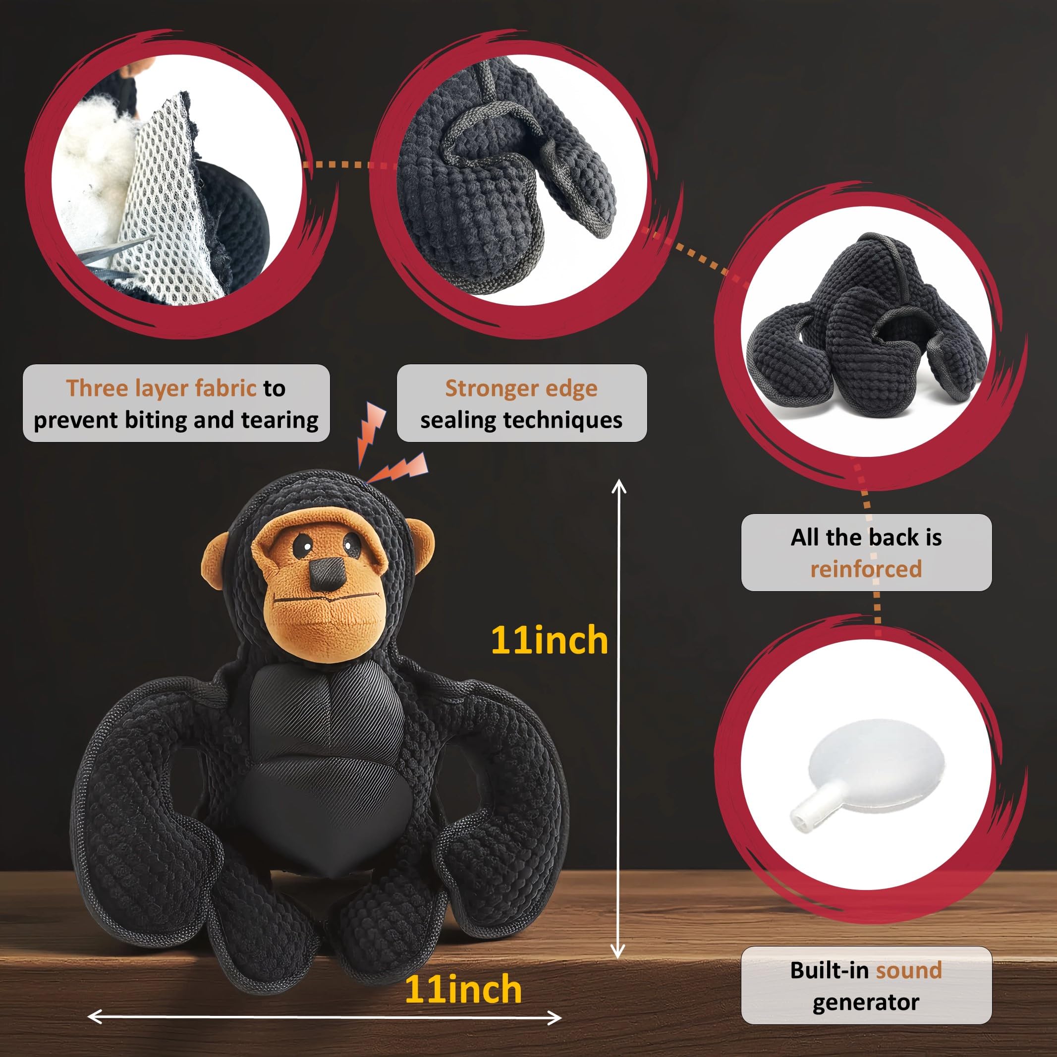 LydaPKS gorilla toy ideal for fetch and tug, encouraging interactive play.