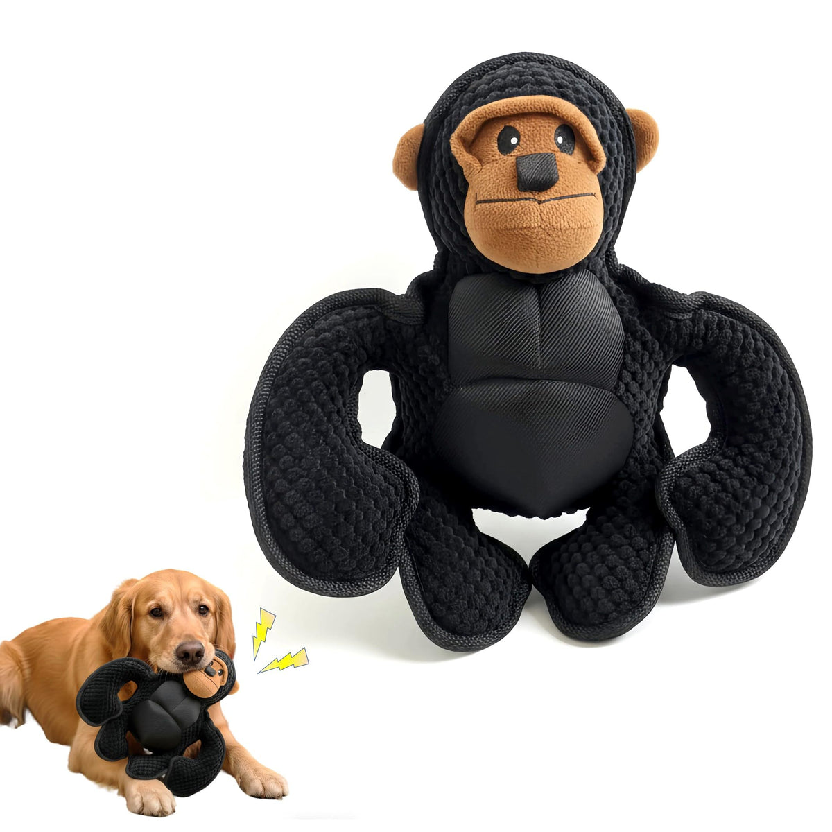 LydaPKS gorilla plush toy 11in for big dogs, providing satisfying chew sessions.