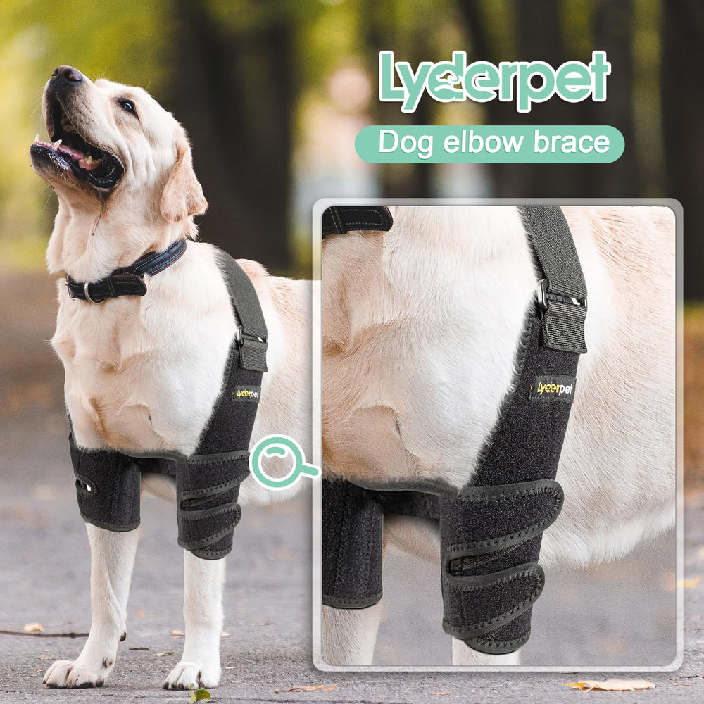 Lyderpet elbow brace adjustable straps for a secure non-slip fit.