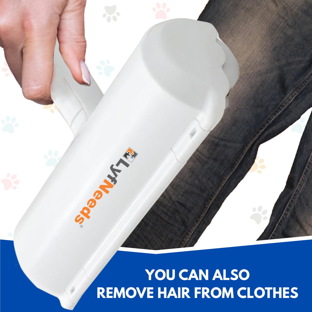 LyfNeeds pet hair remover roller for car seats helps keep fabric tidy.