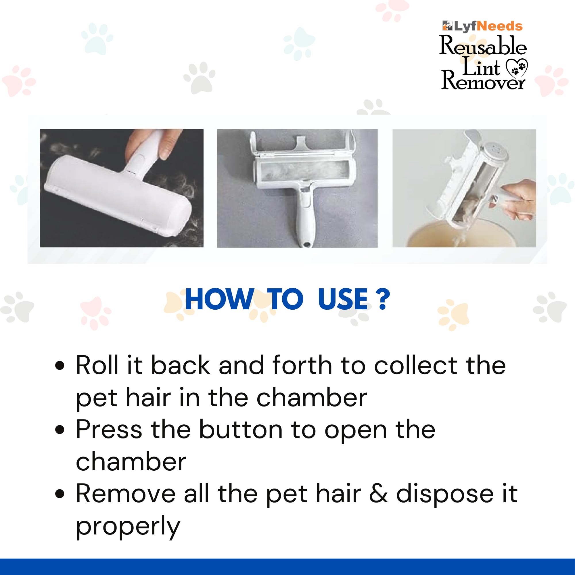 LyfNeeds portable hair remover roller fits in bag for on-the-go use.