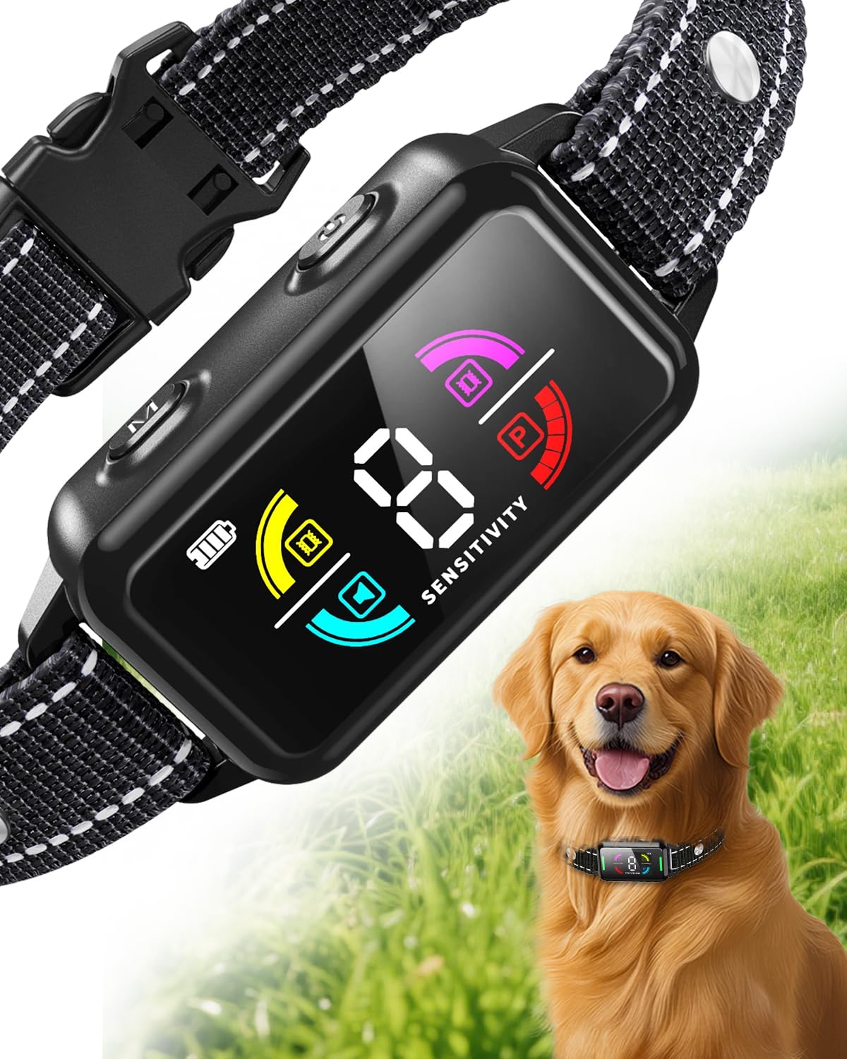 Lykani bark collar with adjustable nylon band fits all dog sizes for seamless training.