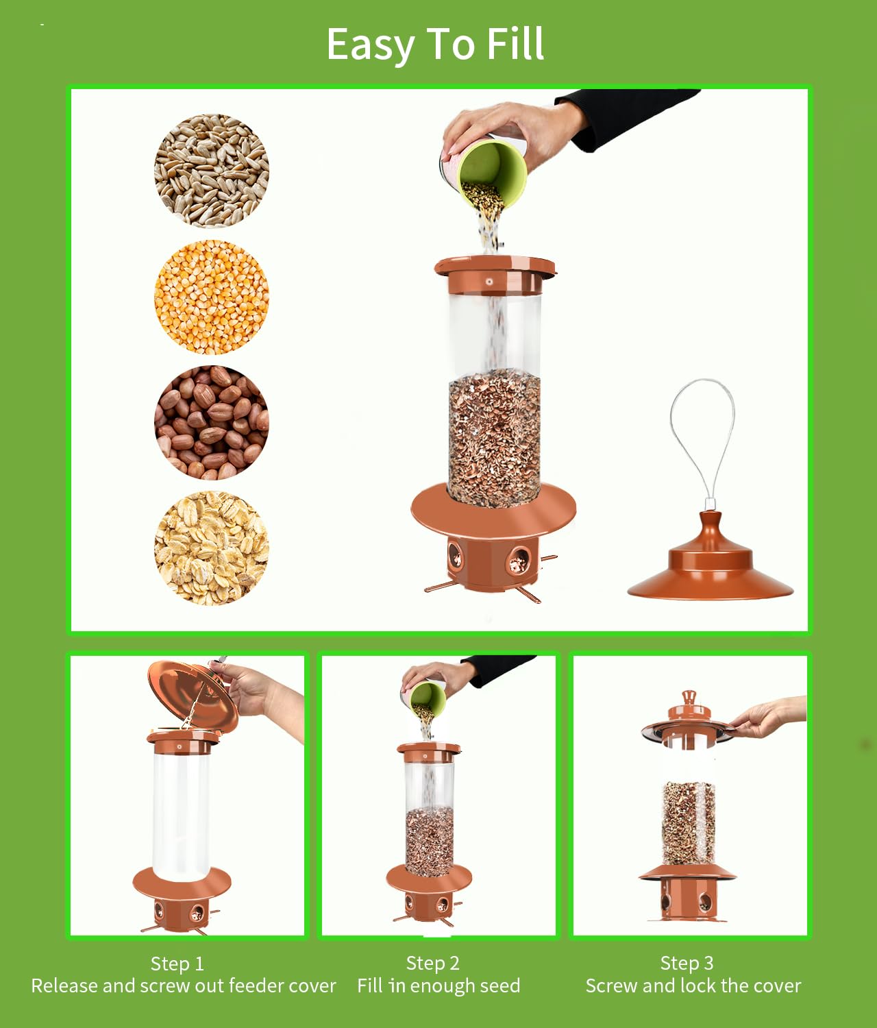 LYKENTOR clear PC container lets you check seed levels at a glance