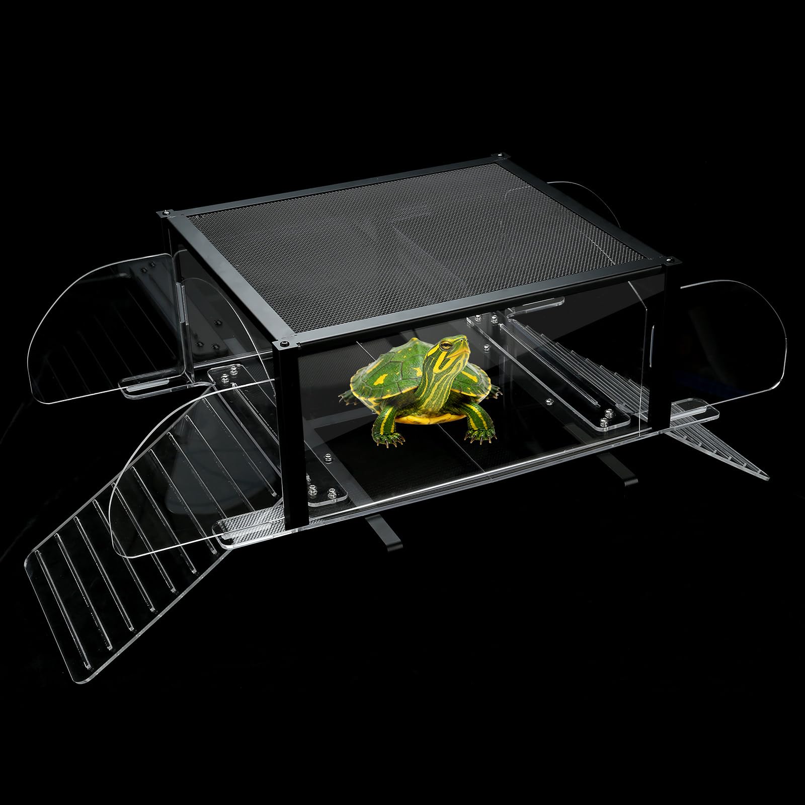 lyl-leyouland upgraded dual ramp turtle platform top view enables easy basking access for multiple turtles