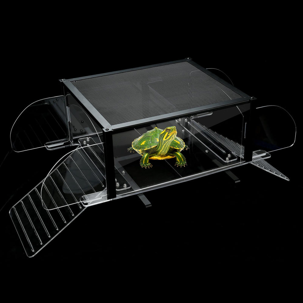 lyl-leyouland upgraded dual ramp turtle platform top view enables easy basking access for multiple turtles