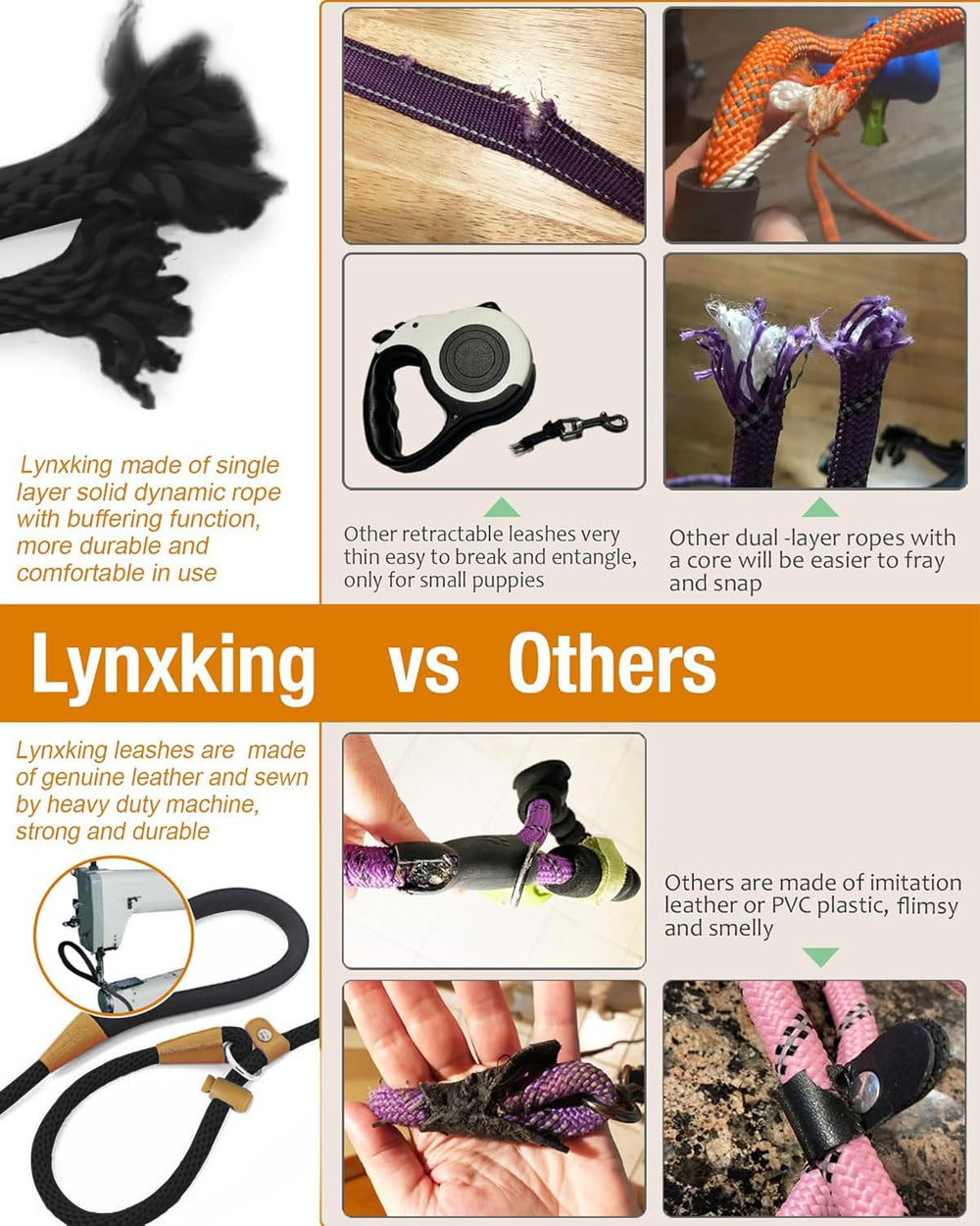 Lynxking dog leash slip lead 6ft heavy-duty braided rope for outdoor reliability