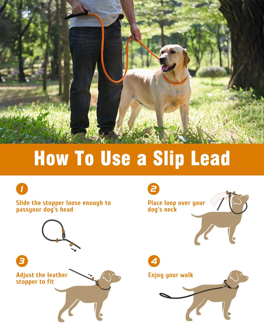 Lynxking slip lead easy slip-on off for quick transitions during walks