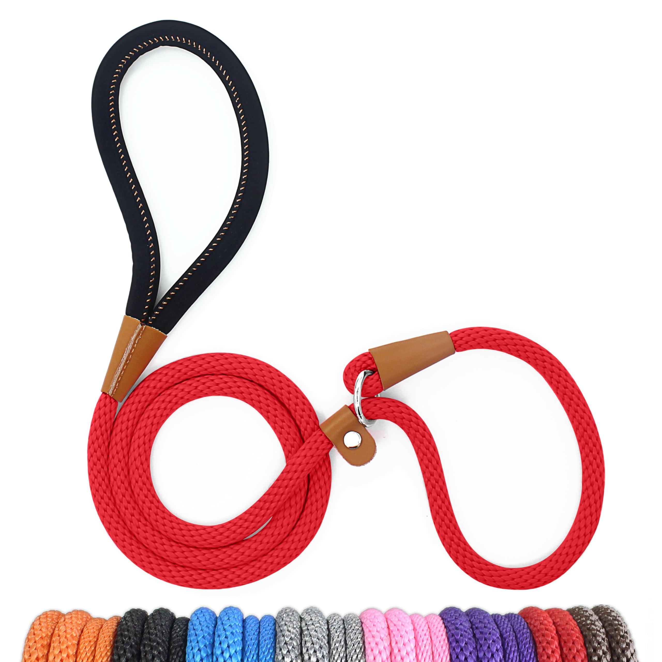 Lynxking slip lead leather-stopper detail helps secure fit during active walks.