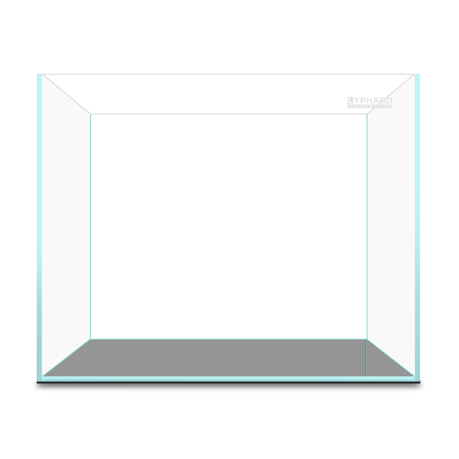 LYPHARD AQUARIUMS rimless design angled shot emphasizes wide viewing