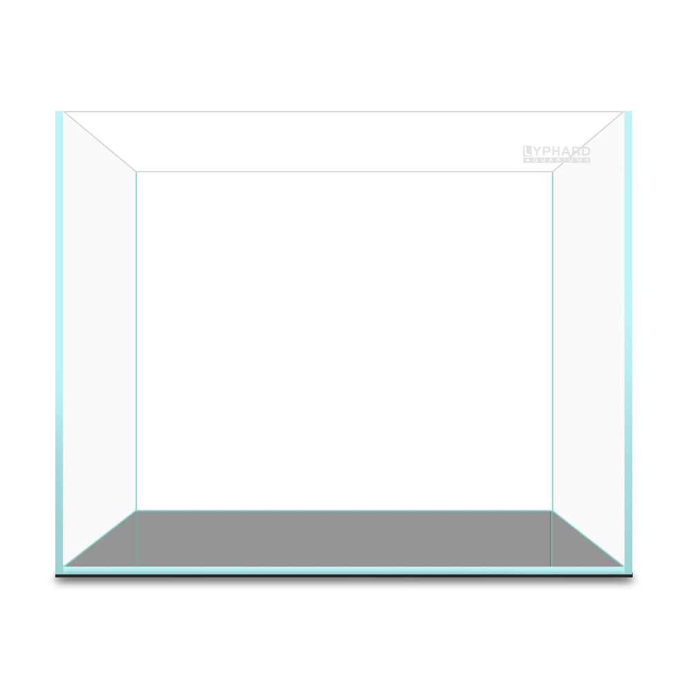 LYPHARD AQUARIUMS rimless design angled shot emphasizes wide viewing