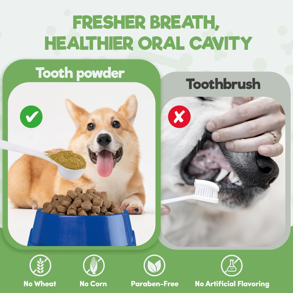 Lysimi dog dental powder teething-safe design helps gentle care for puppies.