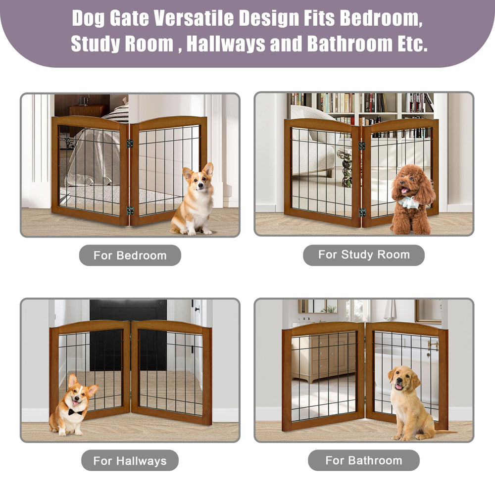 LZRS cherry finish dog gate indoor design blends decor with safe containment for small pets.