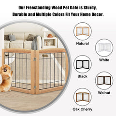LZRS indoor pet gate in natural wood finish complements home decor.