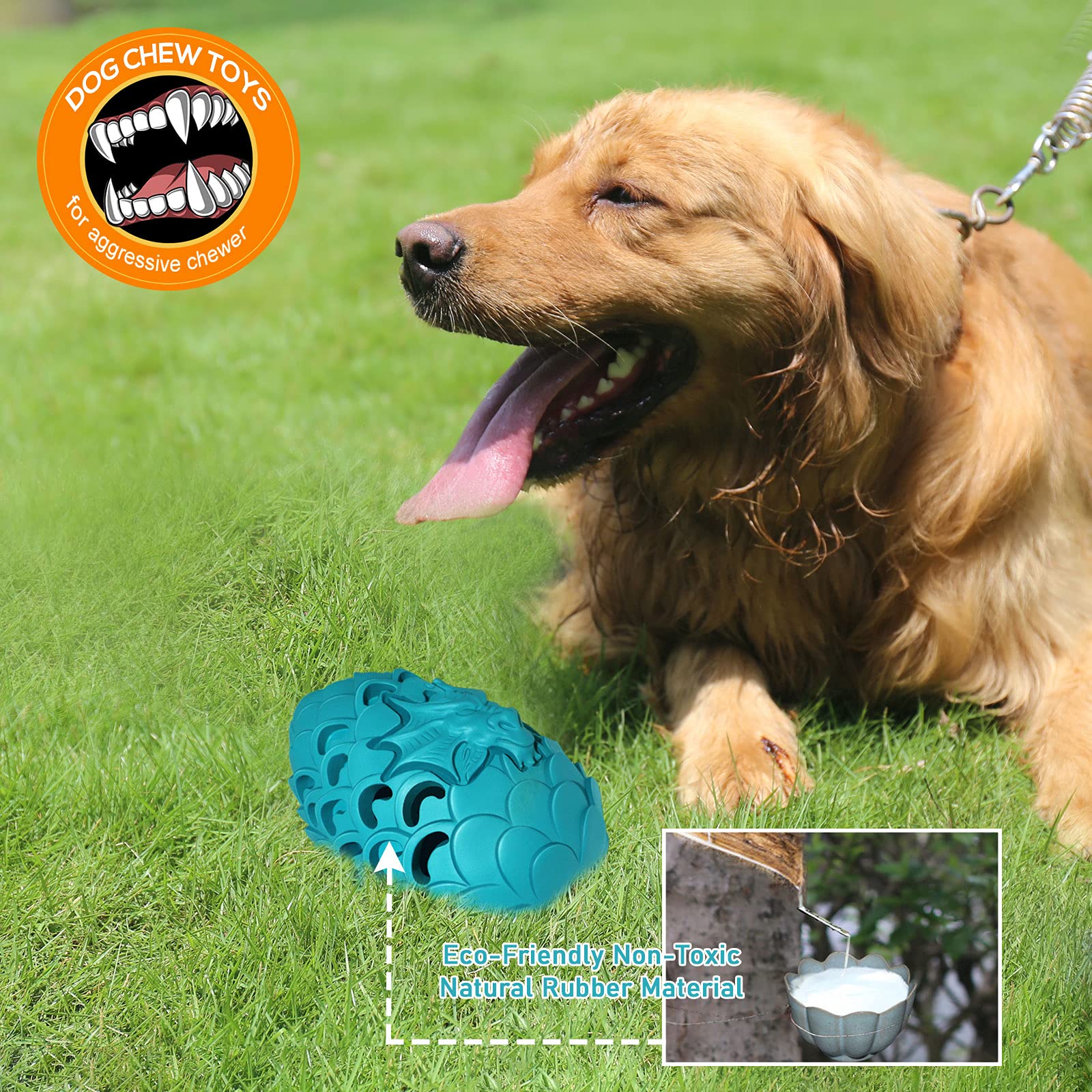 M.C.works Dragon Egg dog toy blue close-up shows extreme durability for aggressive chewers