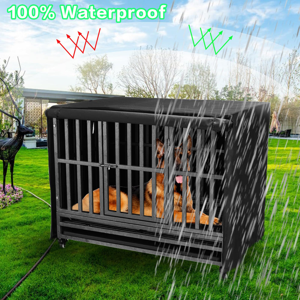 M JJYPET crate cover waterproof coating helps protect against spills and rain.