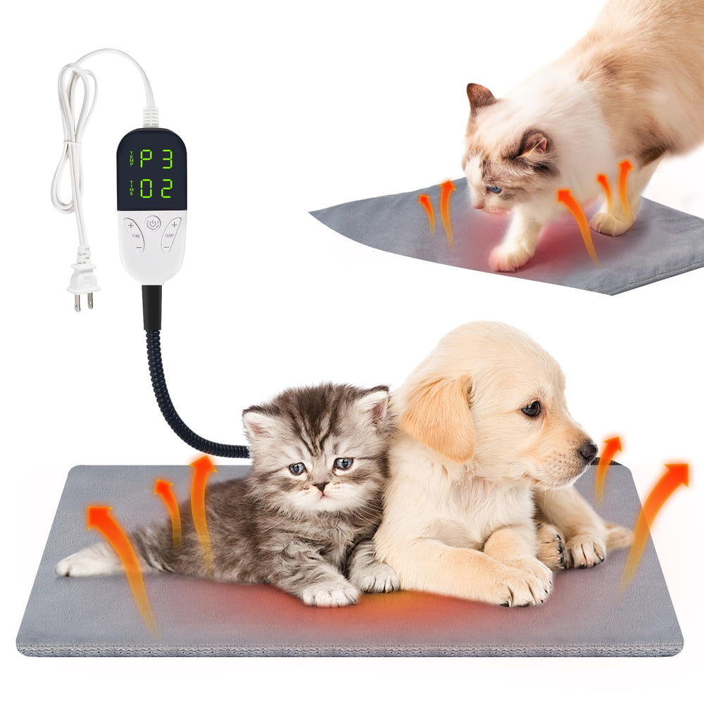 M MIMMU smart cat heating pad on pet showing on-pet warmth for energy efficient comfort