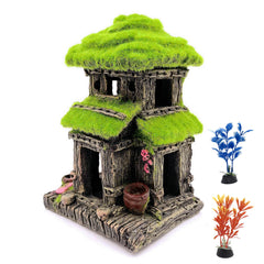 M2cbridge fish hideout close-up shows green moss texture and safe shelter for bettas
