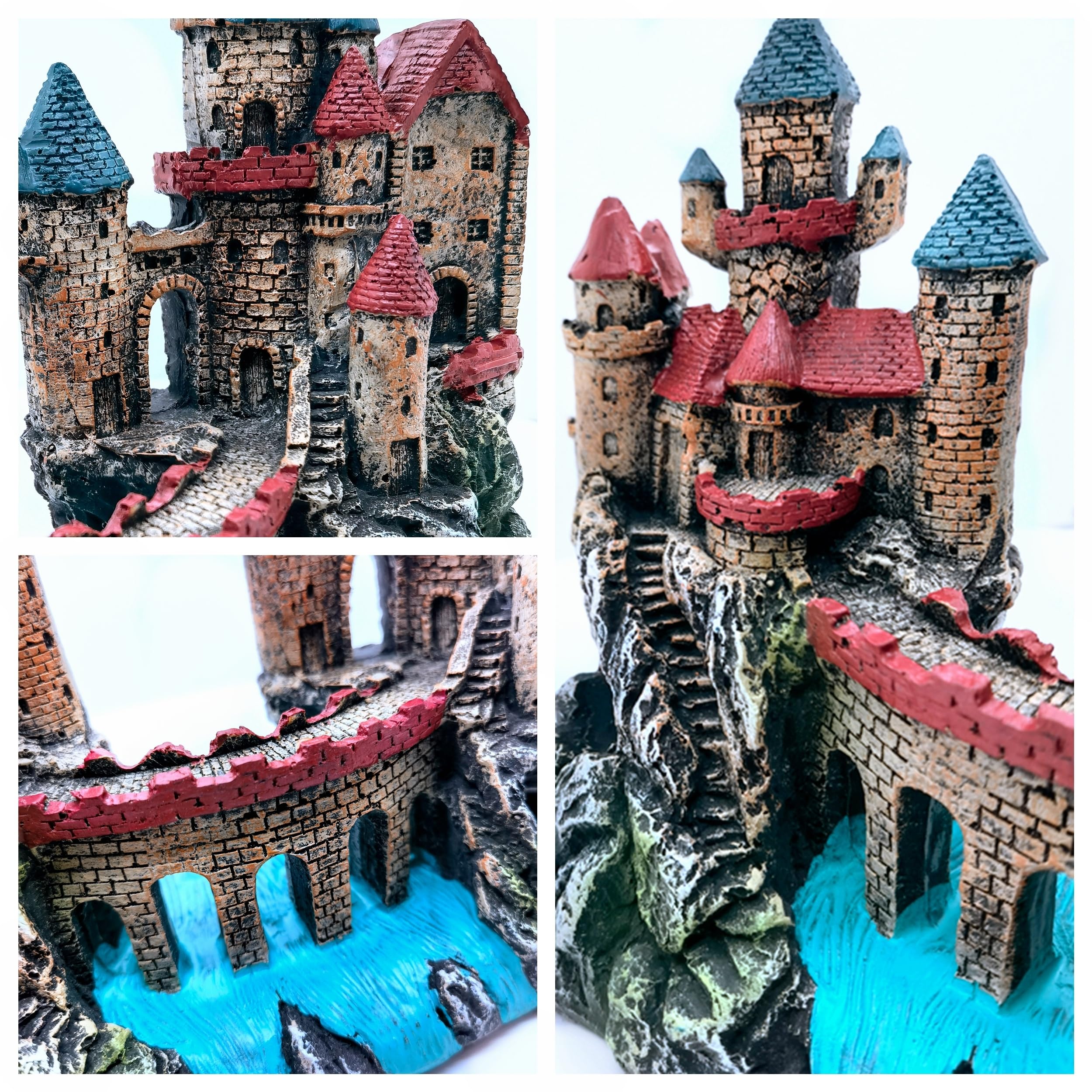 M2cbridge hand-painted-resin-castle features detailed texture while remaining non-toxic for aquariums.
