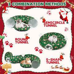 Maansfy cat tunnel bed shows interactive hanging ball for exploration.