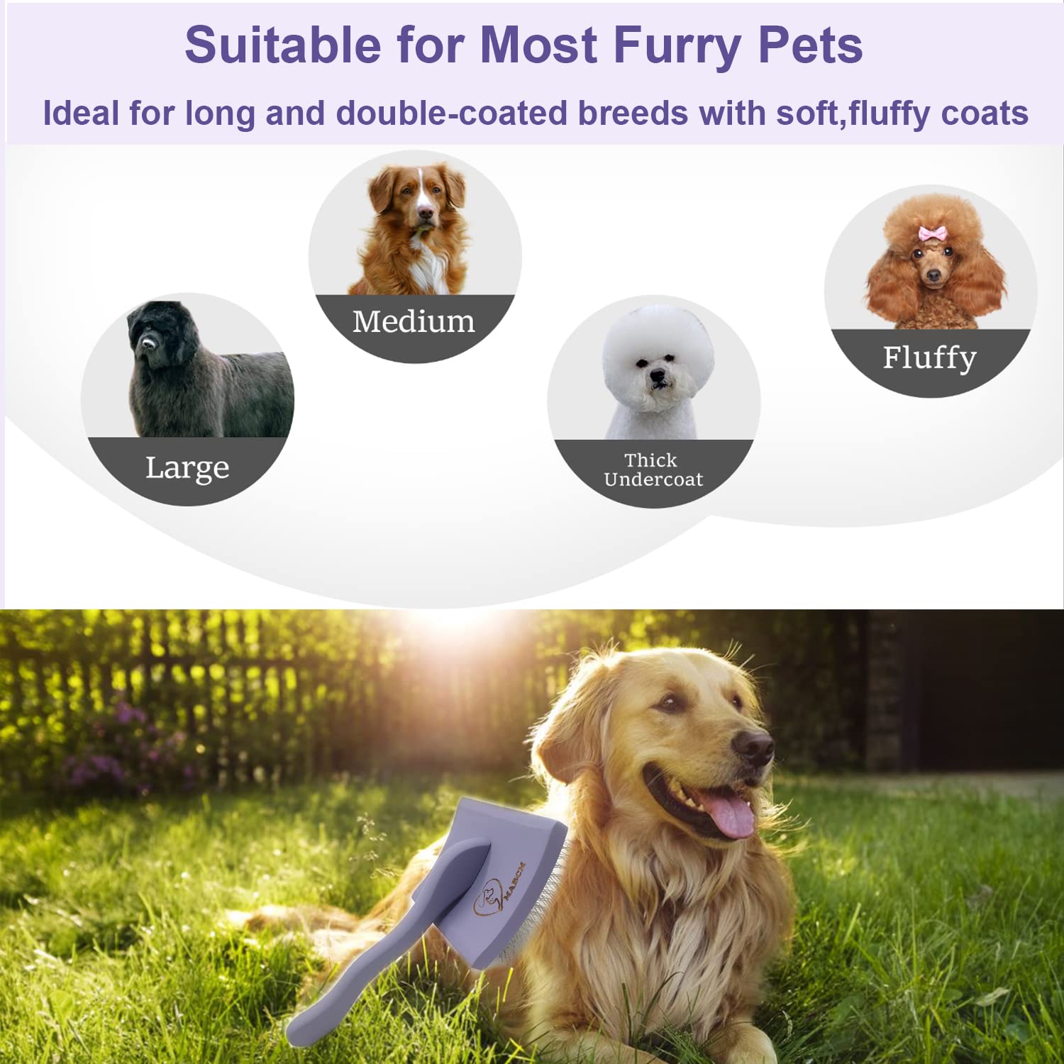 MABCM doodle grooming kit purple supports long-haired coats like poodles and goldendoodles.