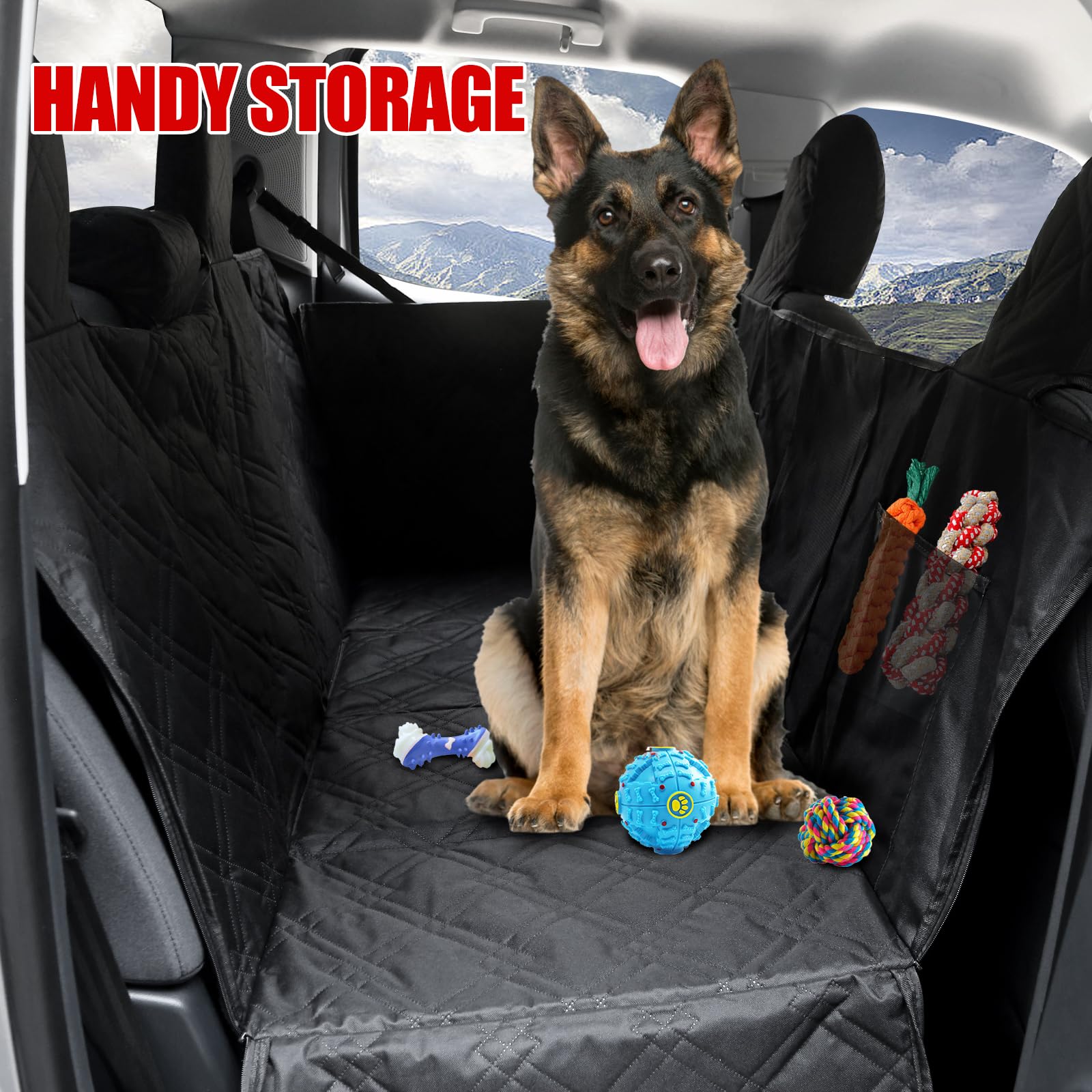 Mabett storage pockets hold toys and treats within paw's reach