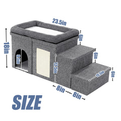 MABOZOO 3-tier pet stairs side view: easy access to bed and couch.