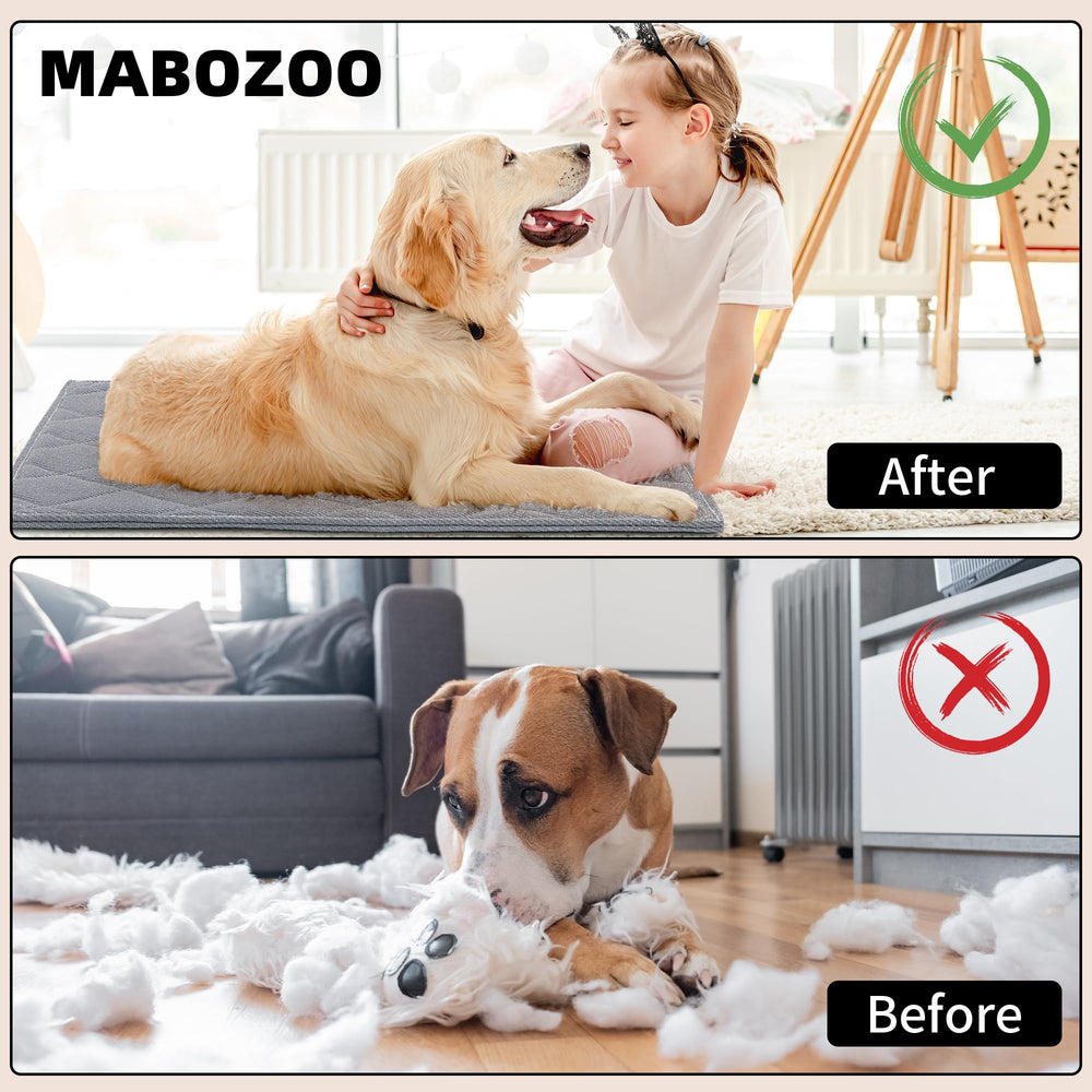 MABOZOO chew-proof-fabric emphasizes resilient fabric for durable dog lounging.