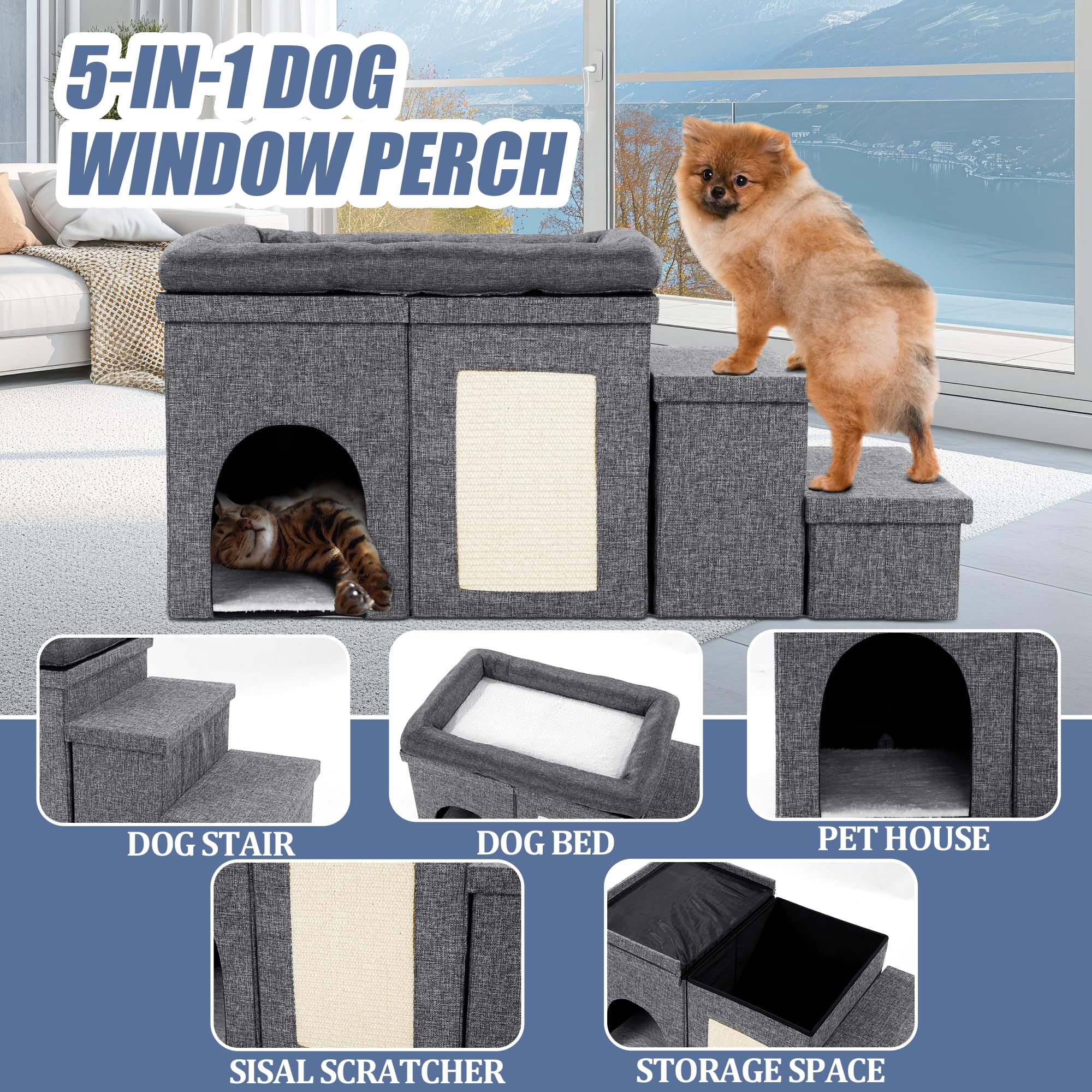MABOZOO foldable pet stairs compact storage: quick setup and space saving.