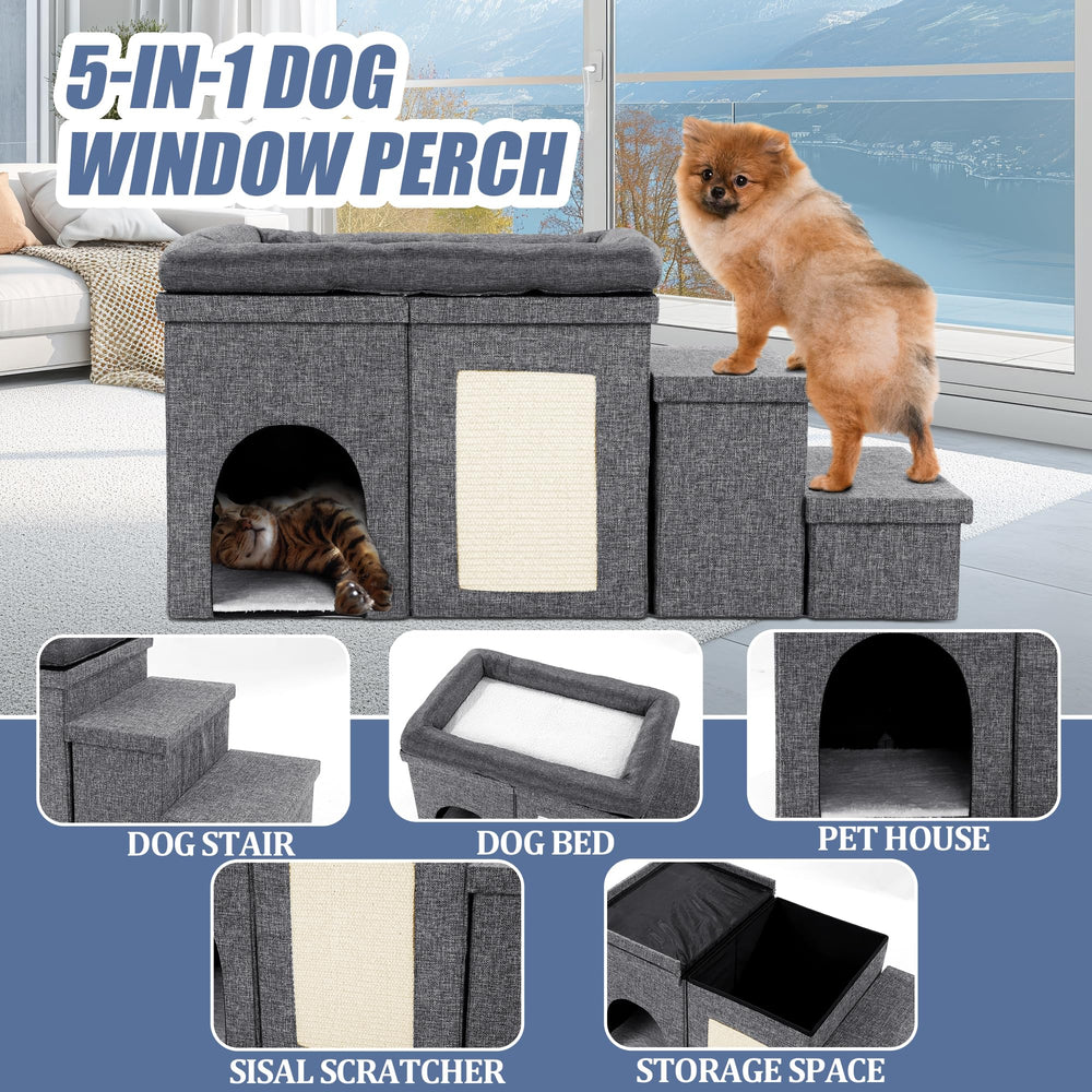 MABOZOO foldable pet stairs compact storage: quick setup and space saving.