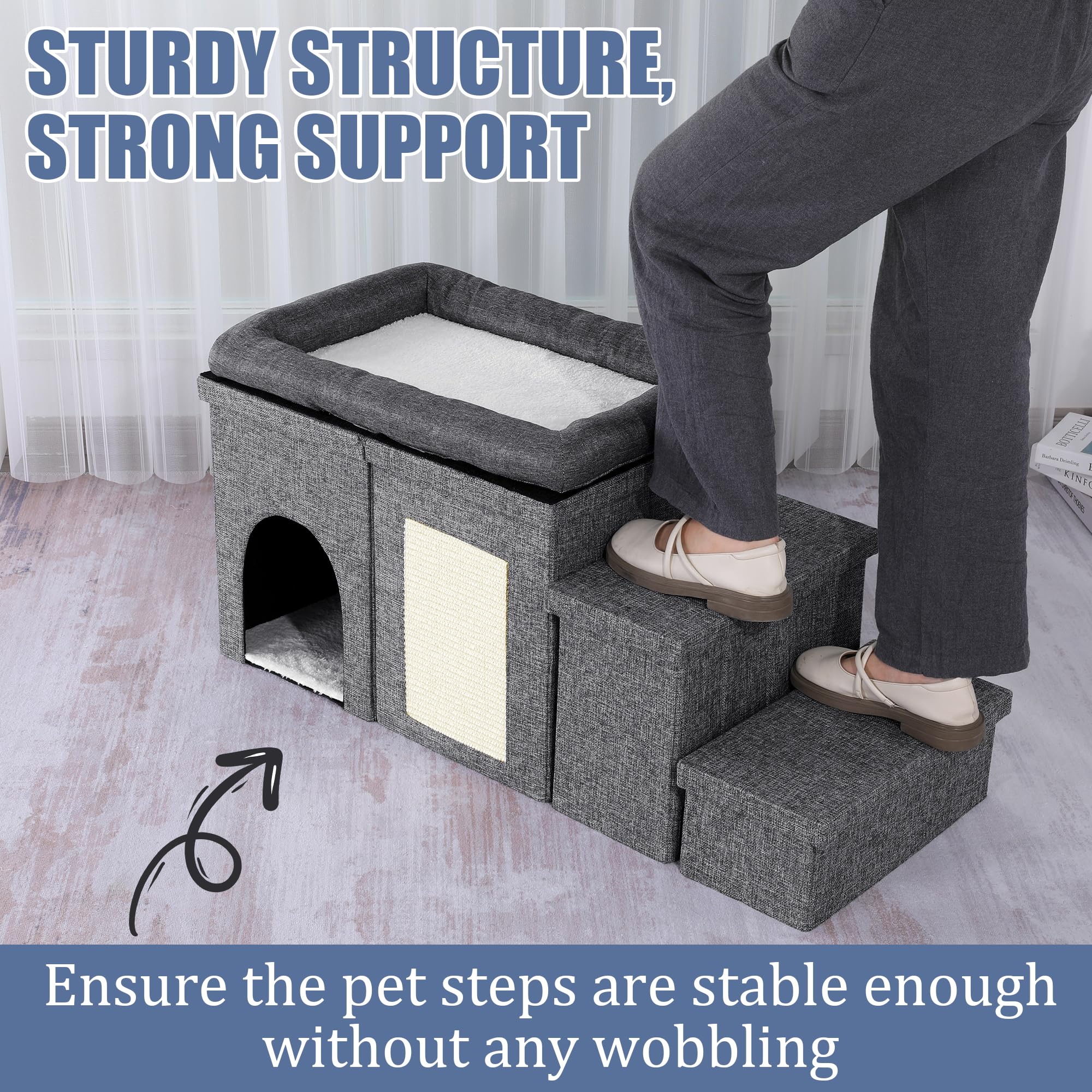 MABOZOO stairs storage compartment open: convenient space for toys and treats.
