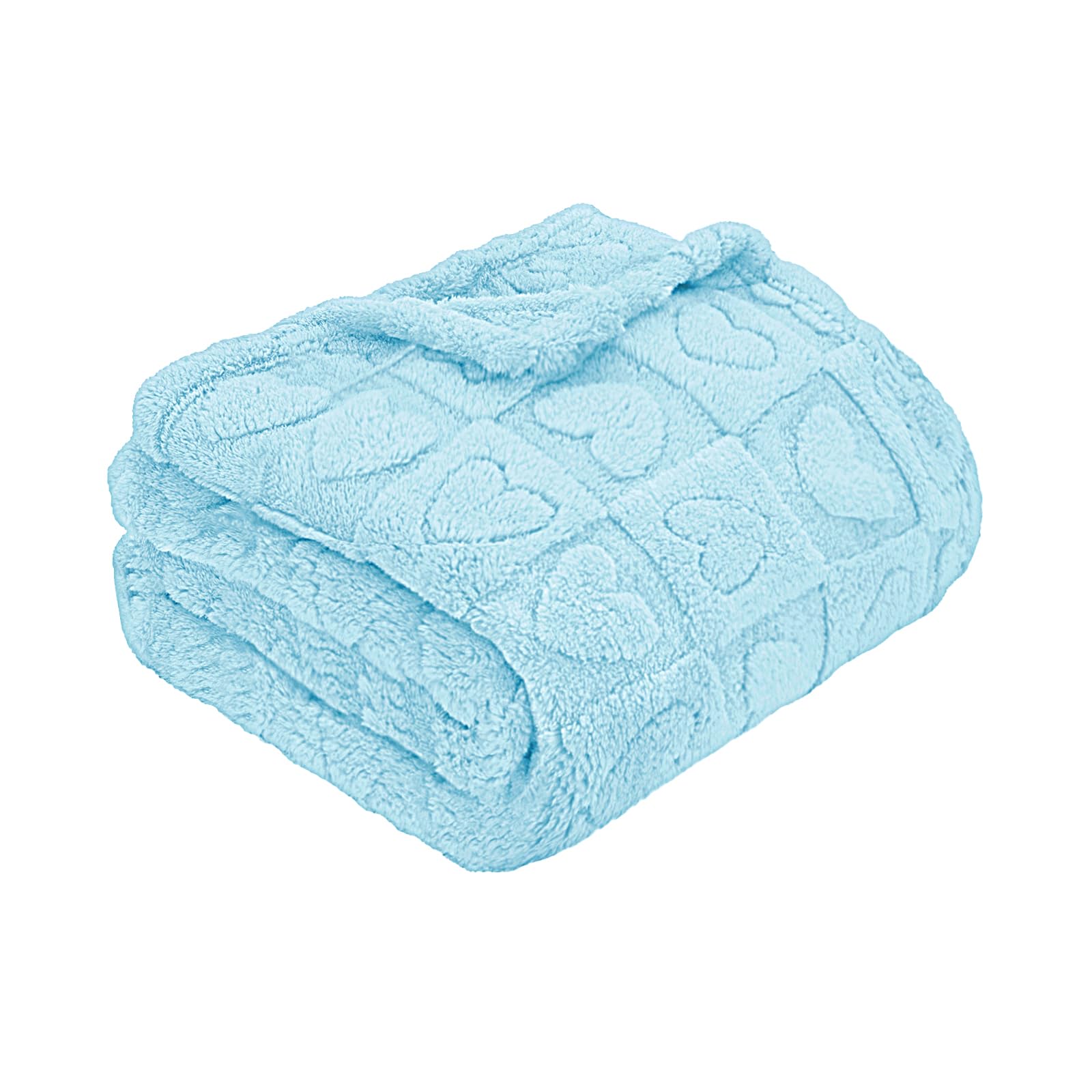 MACEVIA fluffy fleece dog blanket 29x40 in light blue keeps pets warm on the sofa.