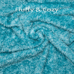 MACEVIA Fluffy Fleece dog blanket sea blue ready for travel.