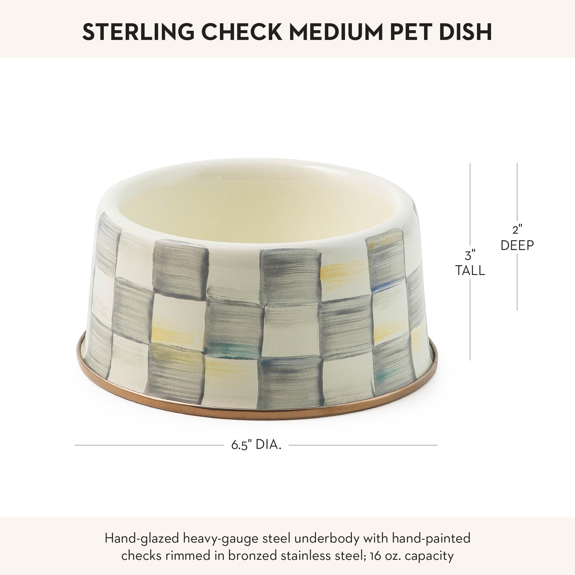 MacKenzie-Childs pet bowl heavy-gauge steel for durability and long life