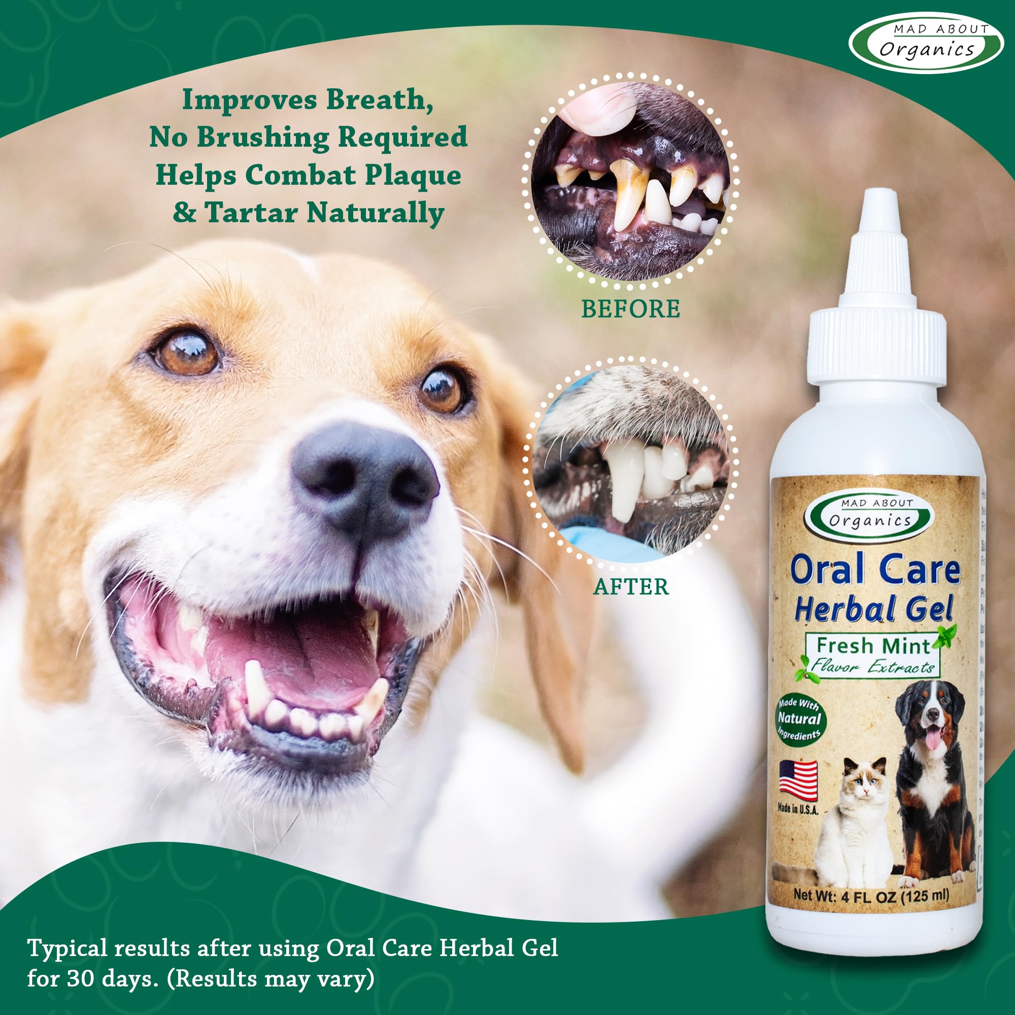 Mad About Organics oral-care gel mint-breath blend breath-freshening for pets