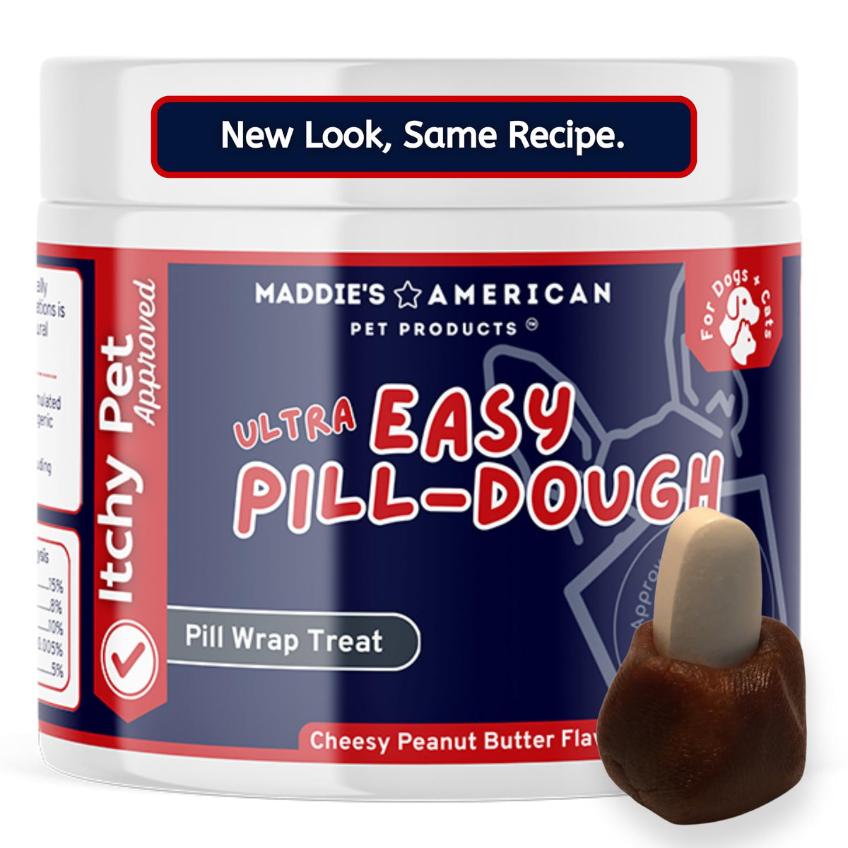 Maddie's Easy Pill Wrap jar closeup – pliable paste for concealing pills during med time