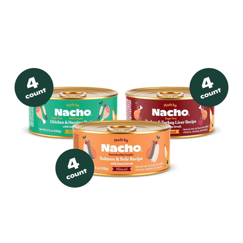 Made by Nacho Pate grain-free ingredients image — clean recipes for sensitive tummies.