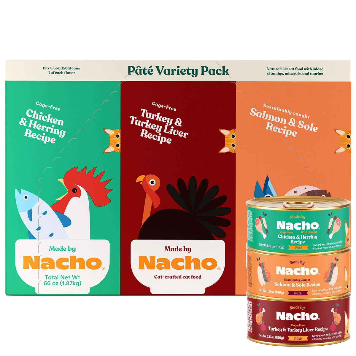 Made by Nacho Pate chicken can image — high-protein grain-free option cats love.