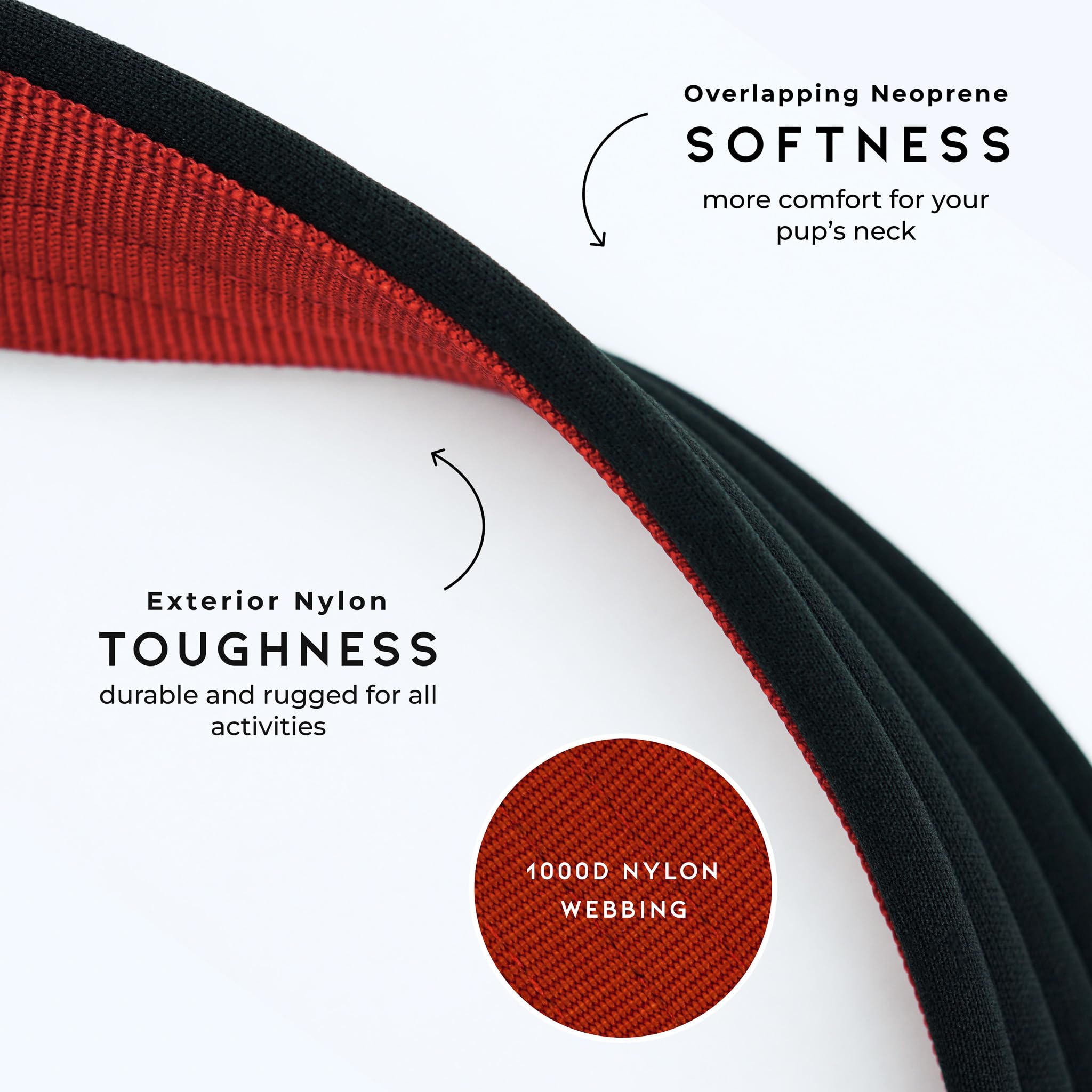 MADE TO ROAM Comfort Collar D-ring close-up for durable daily use.