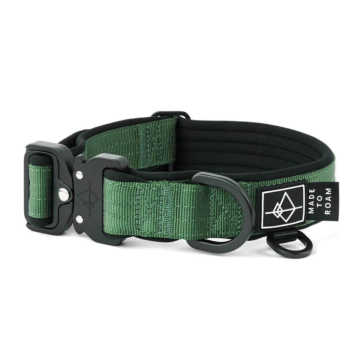 MADE TO ROAM Comfort Collar padding close-up showing ultra-soft neoprene padding for comfort.