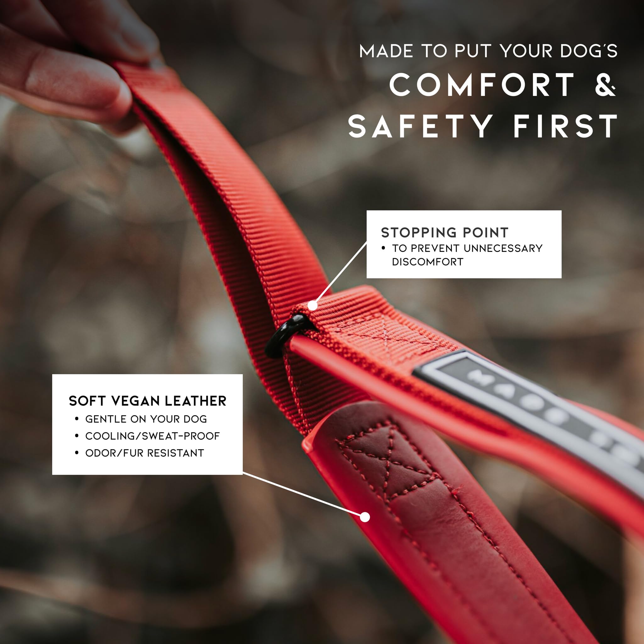 Made To Roam Martingale design close-up emphasizes secure gentle guidance during walks