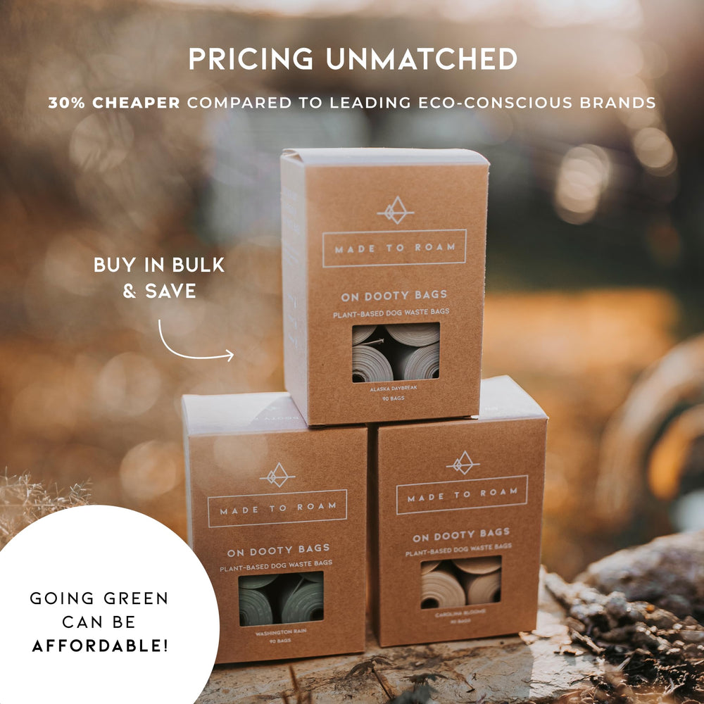 MADE TO ROAM On Dooty Bags plant-based material reduces environmental pawprint