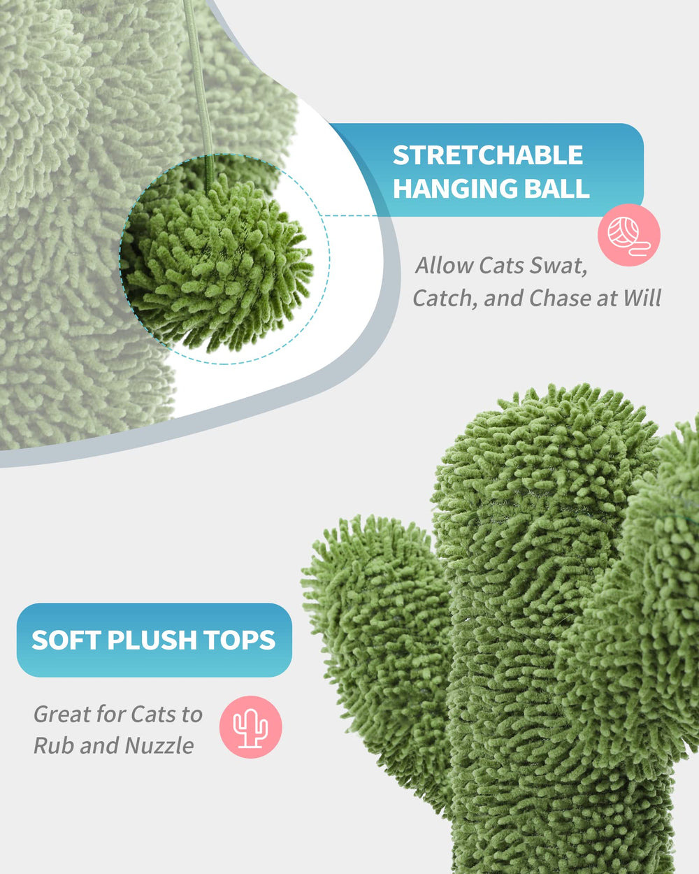 MADE 4 PETS cactus dangling ball play invites exercise.