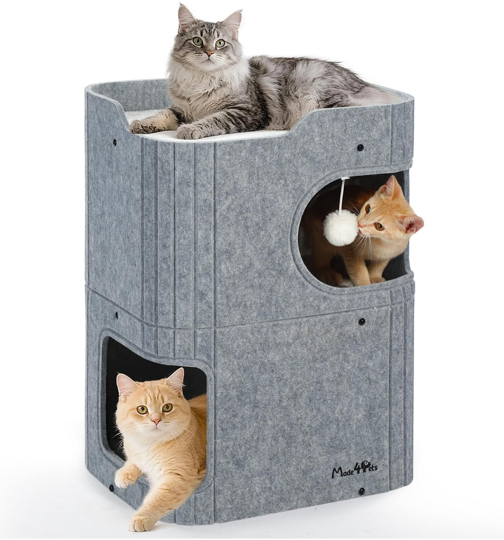 Made4Pets cat house 2-storey cube bed shows a cozy indoor hideaway for naps and play