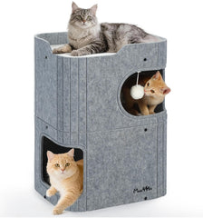 Made4Pets cat house 2-storey cube bed shows a cozy indoor hideaway for naps and play