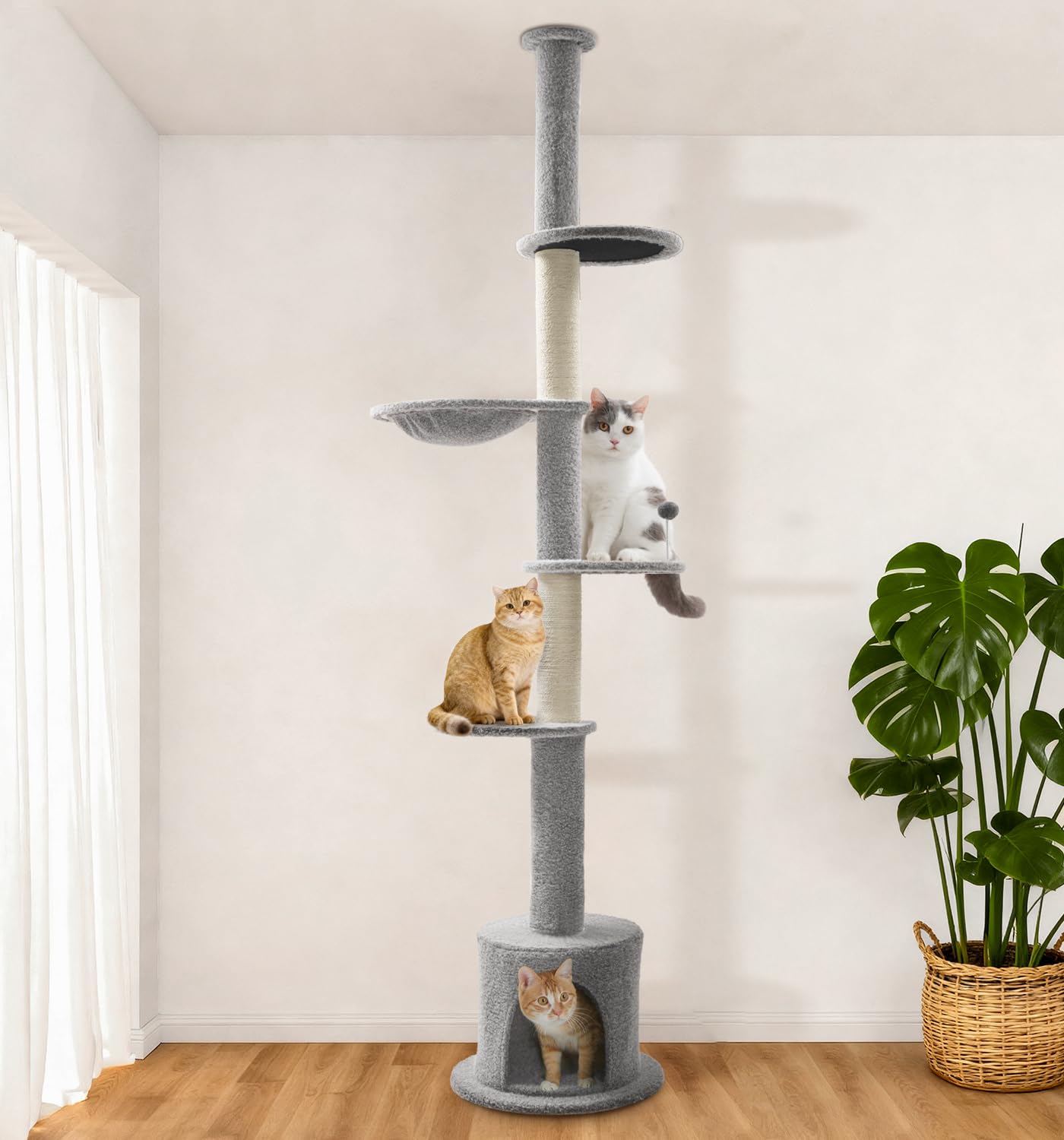 Made4Pets cat tree base condo shows a stable platform with a private retreat for shy cats
